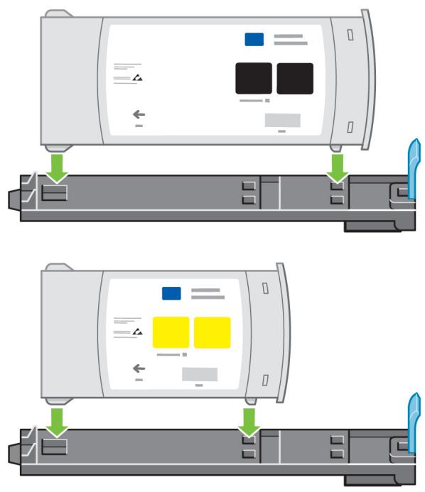 Diagram showing two steps of a device with labeled components and directional arrows indicating movement or assembly.
