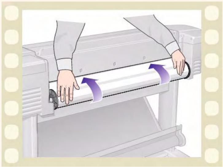HP DESIGNJET 800 - Chargement d'un support en rouleau - 2