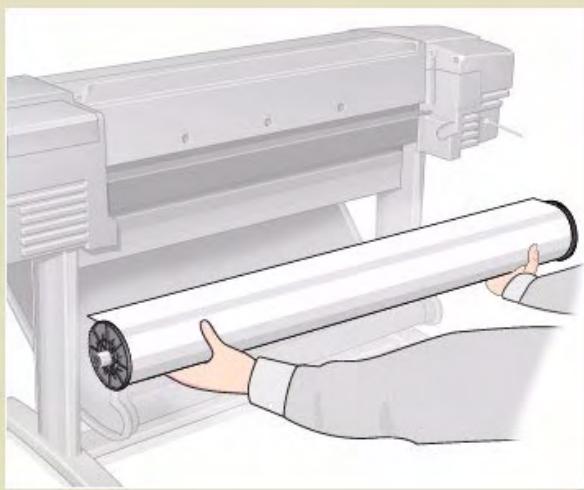 HP DESIGNJET 800 - Installation d'un nouveau rouleau dans l'imprimante - 1