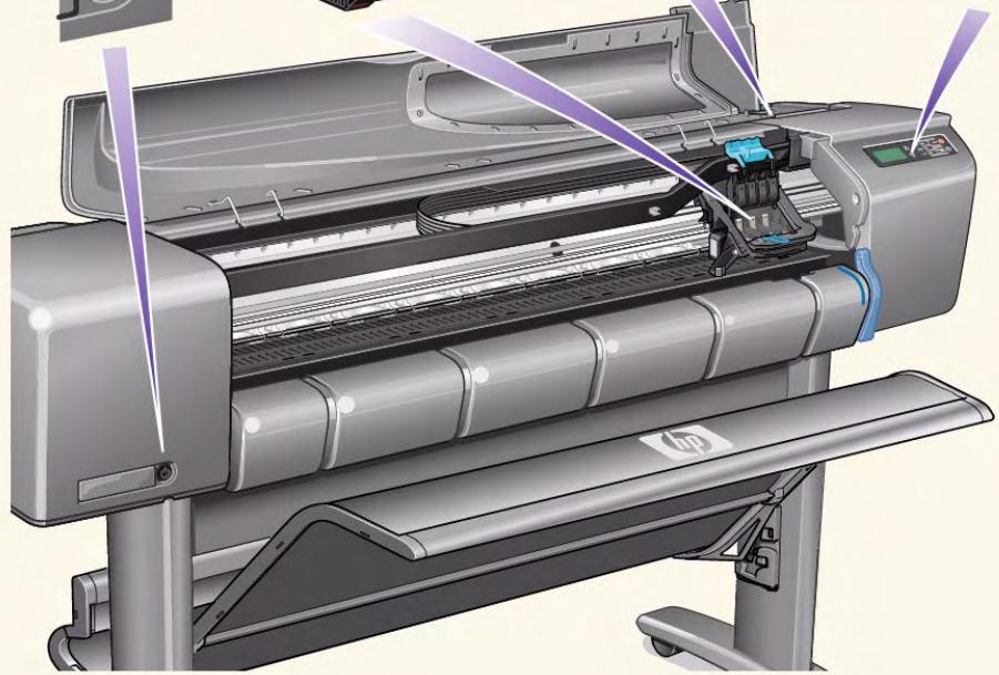 HP DESIGNJET 800 - Vue avant de l'imprimante - 4