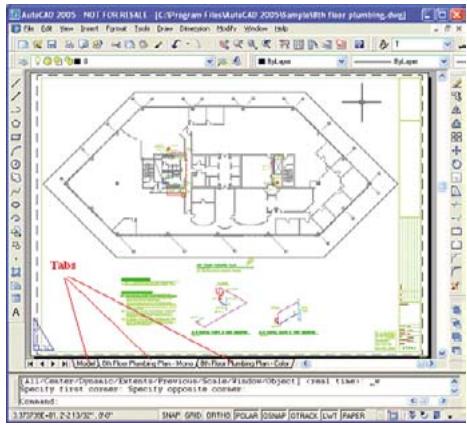 AutoCAD 2005 - NOT (ORUSALL) [C:\Program Files\AutoCAD 2005\SampleWith Floor plumbing.dwg] File Edit View Insert Format Tools Draw Direction Modify Window Tools Tabs [1] Center/Panel/Extrate/Previous/Scale/Window/Object] Creal Time: w Specify first corner: Specify opposite corner: Command: 3.372300-…