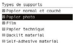 HP DESIGNJET T1100 MFP - Sélectionnez la catégorie et le type de papier. - 1