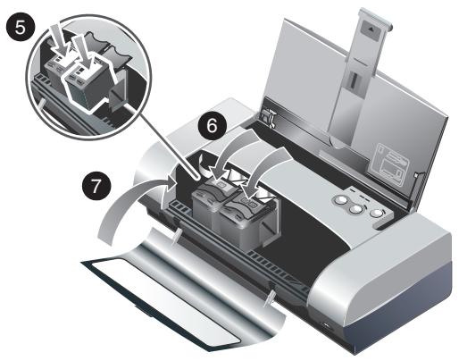 HP DESKJET 450 MOBILE - Paso 7: Encienda la impersona e instale los cartuchos de impresión. - 1