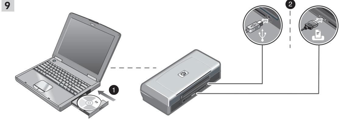 HP DESKJET 450 MOBILE - Paso 7: Encienda la impersona e instale los cartuchos de impresión. - 2