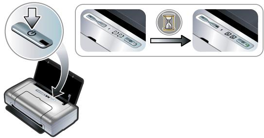 Diagram illustrating the process of printer operation with a handbag icon and labeled steps