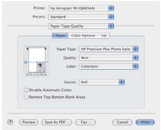 HP DESIGNJET 90 - Pilote Mac OS : accès aux options de l'imprimante - 2