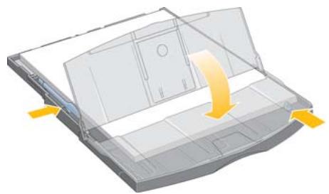 HP DESIGNJET 90 - Comment charger le papier dans le bac d'entrée ? (90/130...) (suite) - 1