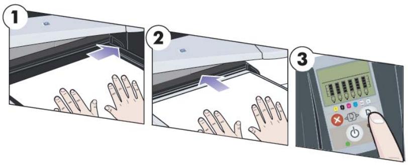 HP DESIGNJET 90 - Comment charger le papier en utilisant le chemin avant ? - 1