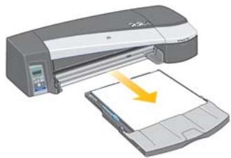 HP DESIGNJET 90 - Comment charger le papier dans le bac d'entrée ? (Imprimante de la série 90/130) - 1
