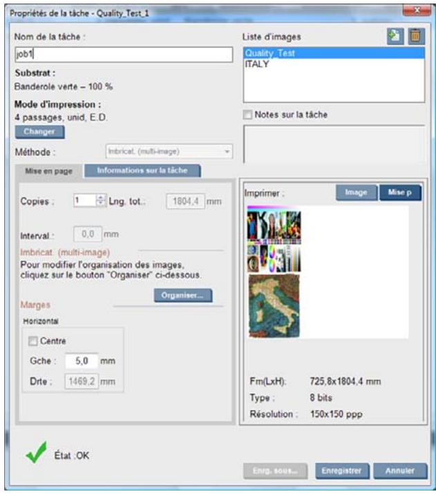HP DESIGNJET L65500 - La fenêtre Propriétés de la tâche - 1