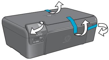 HP PHOTOSMART B110C - Unpack printer. Remove all tape, protective film, and packing material. - 1