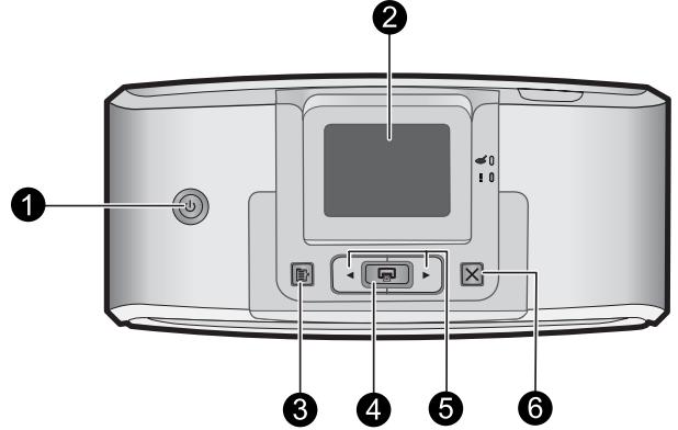 HP PHOTOSMART A532 - Boutons et voyants du panneau de commande - 1