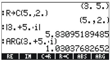 HP 50G - CMPLX menu through the MTH menu - 4