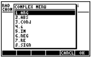 HP 50G - CMPLX menu in keyboard - 1