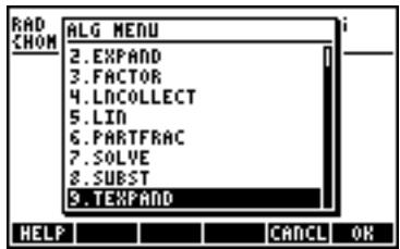 HP 50G - Functions in the ALG menu - 2