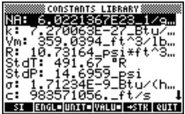 HP 50G - Physical constants in the calculator - 2