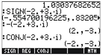 HP 50G - CMPLX menu through the MTH menu - 5