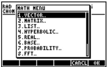 HP 50G - The MTH/VECTOR menu - 1