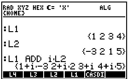 HP 50G - Lists of complex numbers - 1