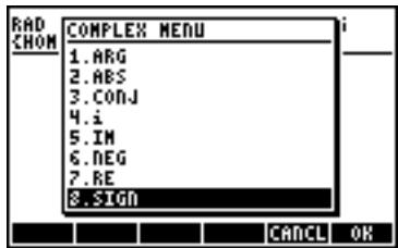 HP 50G - CMPLX menu in keyboard - 2