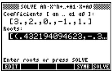 HP 50G - Finding the solutions to a polynomial equation - 4
