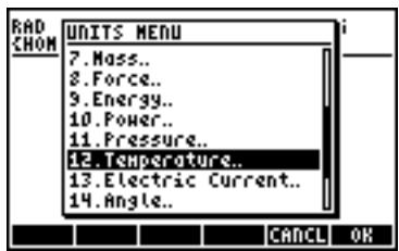 HP 50G - The UNITS menu - 2