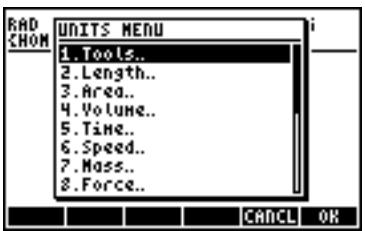 HP 50G - The UNITS menu - 1