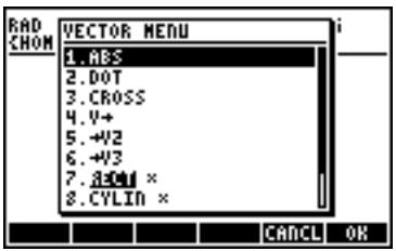 HP 50G - The MTH/VECTOR menu - 2