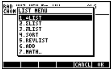 HP 50G - The MTH/LIST menu - 2