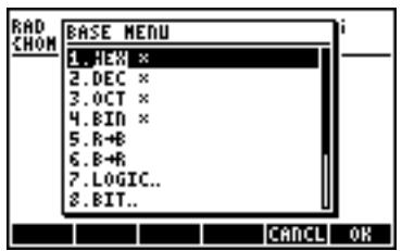 HP 50G - The BASE menu - 1