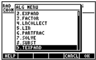 HP 50G - Functions in the ALG menu - 9