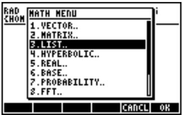 HP 50G - The MTH/LIST menu - 1