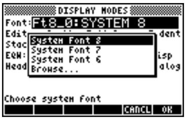 HP 50G - Selecting the display font - 1