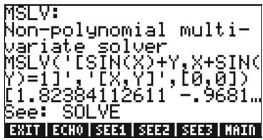 HP 50G - Solution to simultaneous equations with MSLV - 1