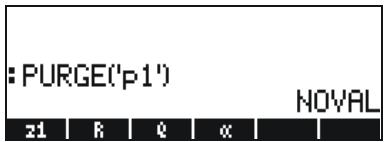 HP 50G - Using function PURGE in the stack in Algebraic mode - 1