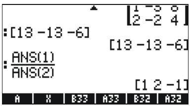 1 -3 0 2 -2 4 : [13 -13 -6] [13 -13 -6] ANS(1) ANS(2) [1 2 -1] A X B33 A33 B32 A32