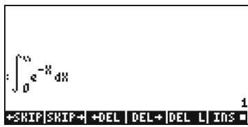: \int_{0}^{\infty} e^{-\delta X} dx +SKIP | SKIP | +DEL | DEL | DEL L | INS = 1