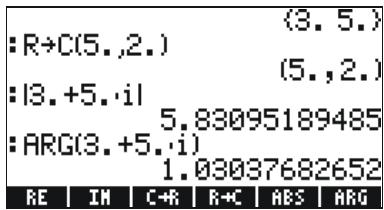 :R→C(5.,2.) (3, 5.) :13.+5.·i (5., 2.) :ARG(3.+5.·i) 5.83095189485 1.03037682652 RE | IM | C+R | R+C | ABS | ARG