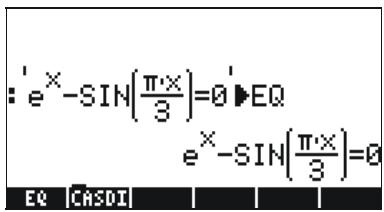 : e^x - SIN(π·x)/3 = 0 ► EQ e^x - SIN(π·x)/3 = 0 EQ CASDI