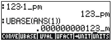 : 123-1_pm 123_pm :UBASE(ANS(1)) .0000000000123_m CONVEUBASE UVAL UFACT UNIT UNITS