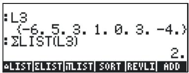 :L3 (-6.5.3.1.0.3.-4.) :LIST(L3) 2. *LIST*ELIST*MLIST SORT REVLI ADD