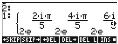2: 1: { 2·i·π 4·i·π 6·i 2·e 5 5 2·e +SKIP | SKIP + | DEL | DEL + | DEL | INS ■