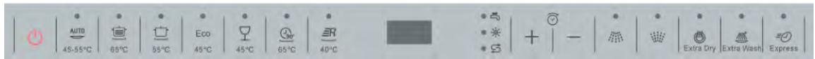 AUTO 45-55°C 05°C 55°C Eco 45°C 65°C 40°C + - Extra Dry Extra Wash Express