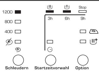 1200 800 400 Schleudern Startzeitvorwahl Option 3h 6h 9h Stop