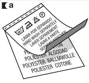 a LAVAR POR SEPARADO HAND WASH SEPARATELY LAVAR SEPAREMENT LAVAR PARTE PLOIESTERT ALGODAO PLOPESTER BALLMWOLLE POLIESTER COTONE