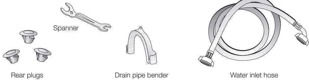 Spanner Rear plugs Drain pipe bender Water inlet hose