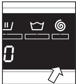 Diagram showing a control panel with icons for battery, crown, and spiral, plus an arrow pointing to the bottom section.