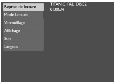 THOMSON DTH222 - Utilisation des menus du lecteur - 3