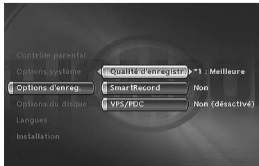 THOMSON DTH8040 - Menu Options d'enregistrement - 1