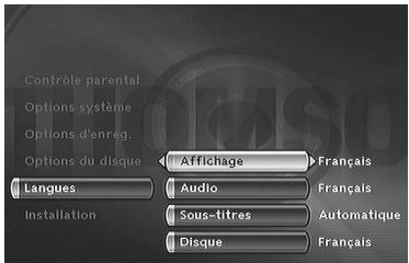 THOMSON DTH8060E - Choix des Langues (DVD) - 1